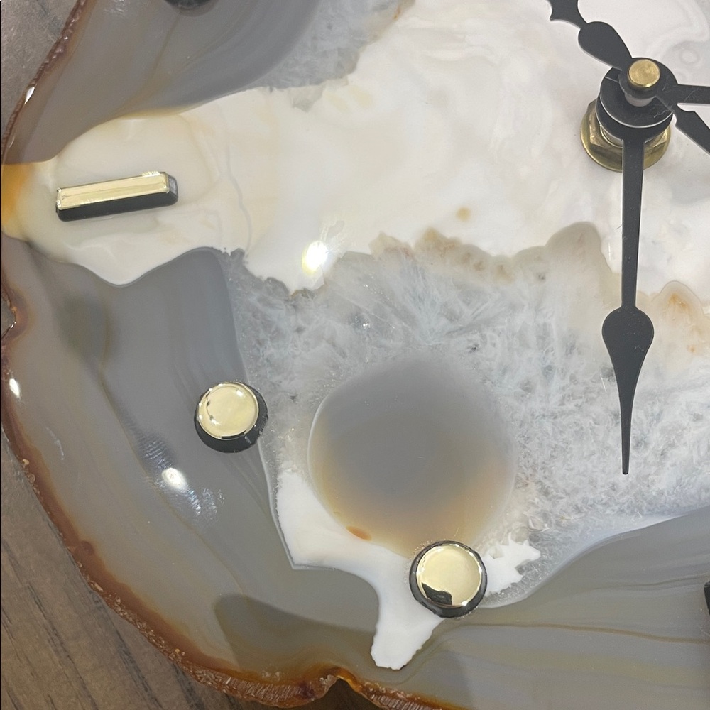 One of a Kind Elegant Gray and Brown Geode Wall Clock with working mechanism - Picture 2 of 4
